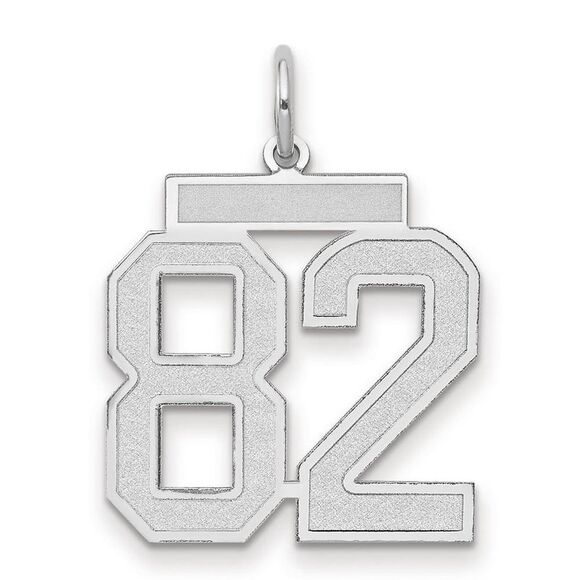 14k White Gold, Jersey Collection, Medium Number 82 Pendant